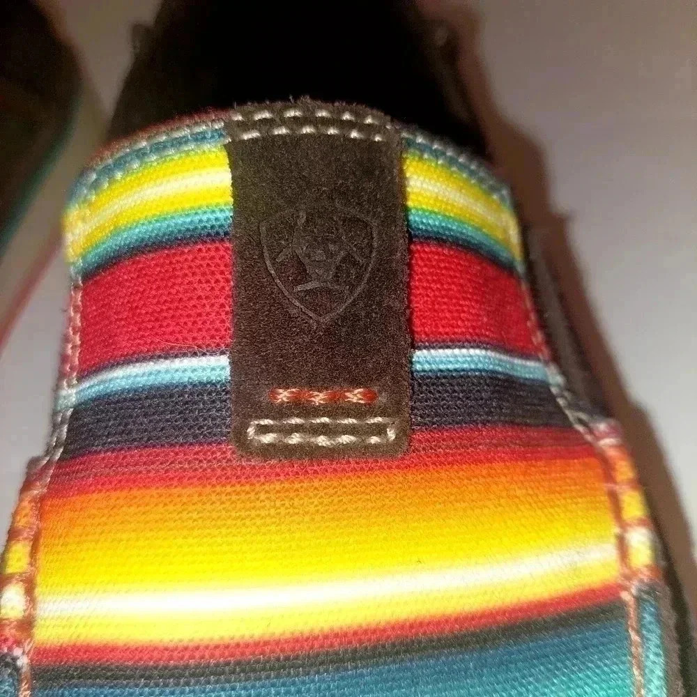 Ariat Womens Serape Cruiser Loafer Shoes Brown Suede Slip On Stripe Aztec 9 B - Picture 4 of 9